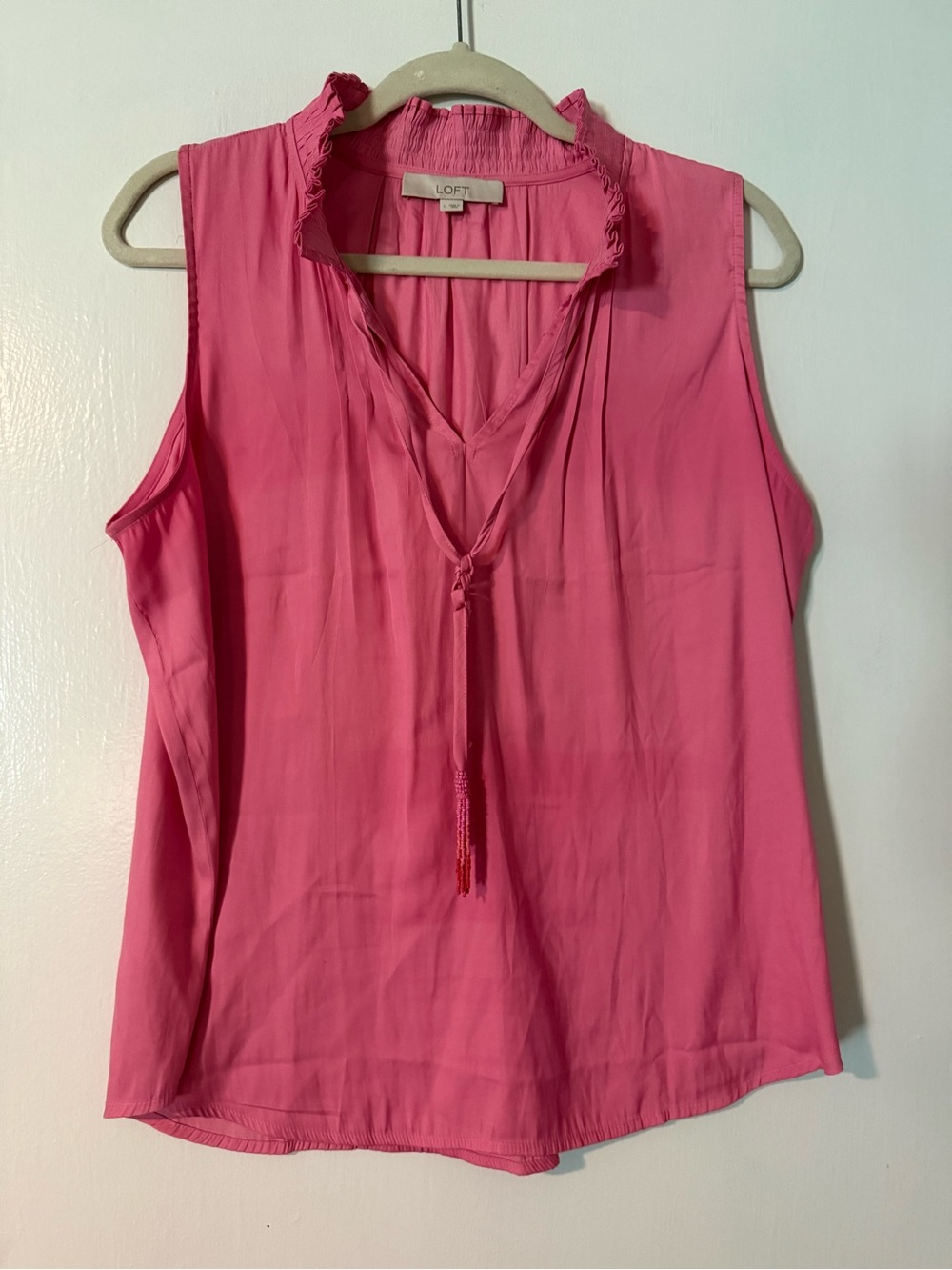 LOFT Pink Satin Shell Beaded Tassel Large